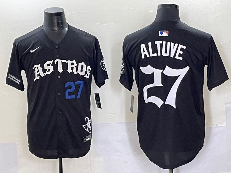Men 2025 Houston Astros #27 Altuve Black Seven generations Joint Name Nike MLB Jersey style 7->houston astros->MLB Jersey